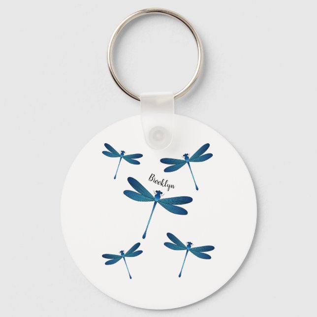 Dragonfly cartoon illustration key ring (Front)