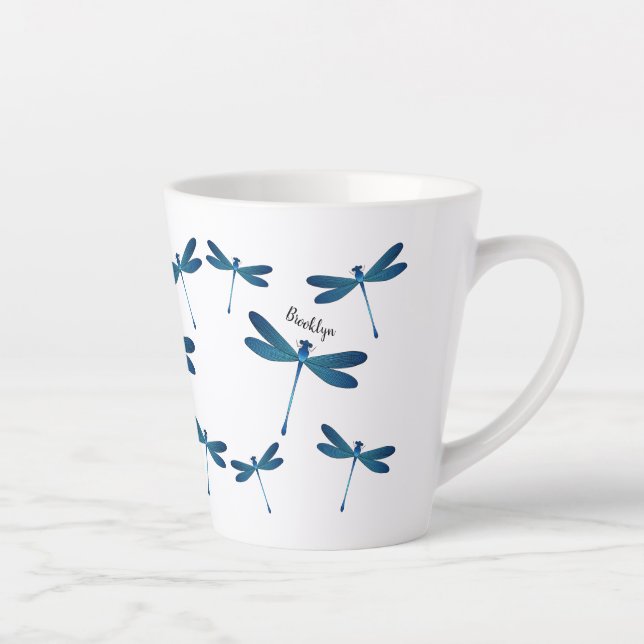 Dragonfly cartoon illustration  latte mug (Right)