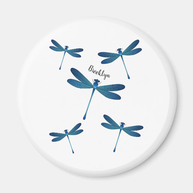 Dragonfly cartoon illustration magnet (Front)