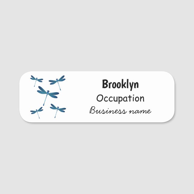 Dragonfly cartoon illustration name tag (Front)