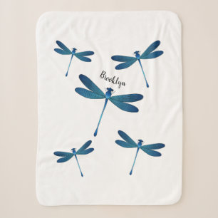 Dragonfly cartoon illustration sherpa blanket