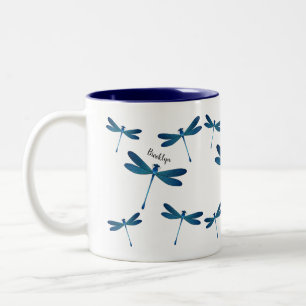 Dragonfly cartoon illustration Two-Tone coffee mug