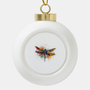 Dragonfly ceramic ball christmas ornament
