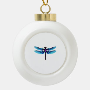 dragonfly ceramic ball christmas ornament