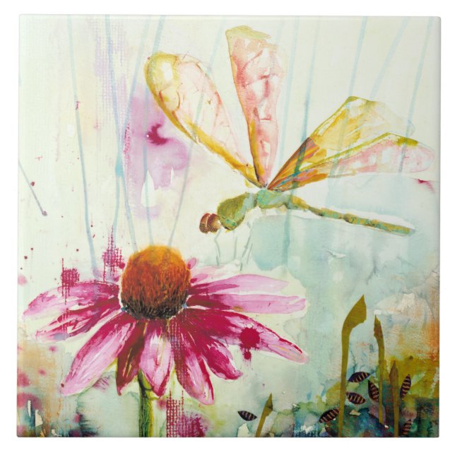 Dragonfly Ceramic Tile/Trivet (6" square) Tile (Front)