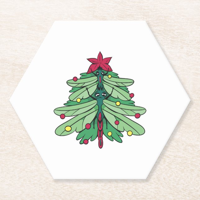 Dragonfly Christmas Paper Coaster (Front)
