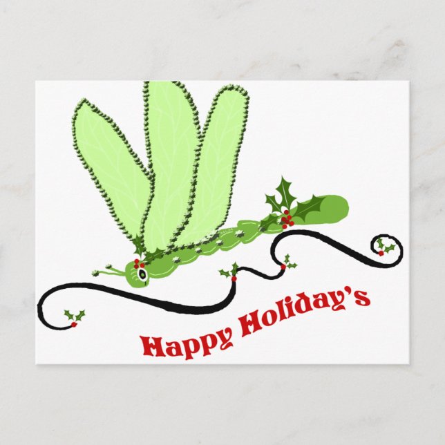 Dragonfly Christmas Post Card (Front)