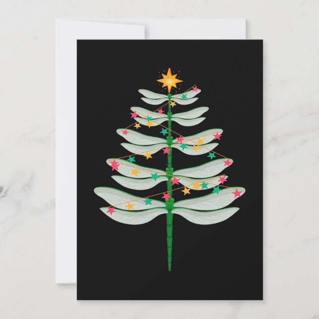 Dragonfly Christmas Tree canvas print Holiday Card (Front)
