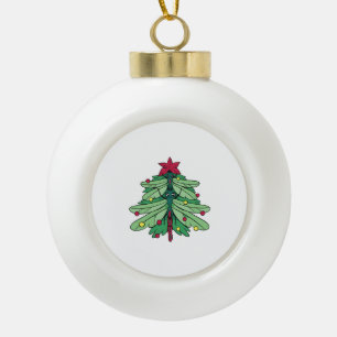 Dragonfly Christmas Tree  Ceramic Ball Christmas Ornament