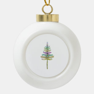 Dragonfly Christmas Tree Ceramic Ball Christmas Ornament