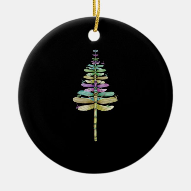 Dragonfly Christmas Tree Ceramic Tree Decoration (Front)