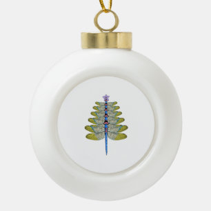 Dragonfly Christmas Tree, Christmas insect Lover Ceramic Ball Christmas Ornament