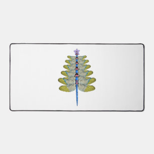 Dragonfly Christmas Tree, Christmas insect Lover Desk Mat