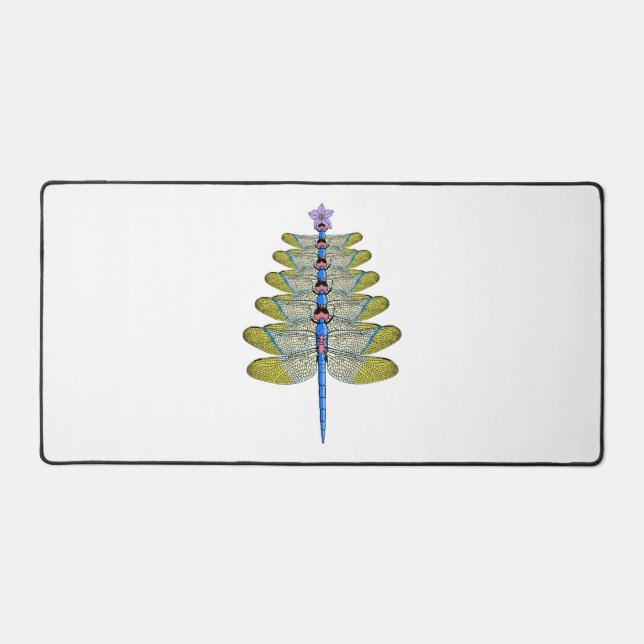 Dragonfly Christmas Tree, Christmas insect Lover Desk Mat (Front)