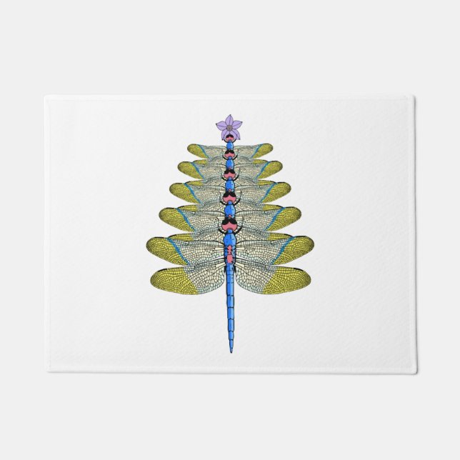 Dragonfly Christmas Tree, Christmas insect Lover Doormat (Front)