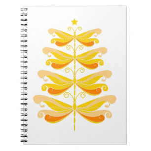 Dragonfly Christmas Tree Colorful Xmas Insect Notebook
