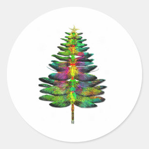 Dragonfly Christmas Tree Dragonfly Xmas Classic Round Sticker