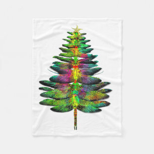 Dragonfly Christmas Tree Dragonfly Xmas Fleece Blanket