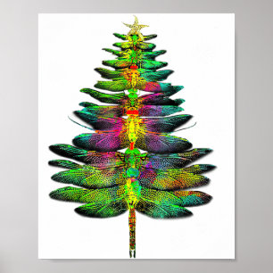 Dragonfly Christmas Tree Dragonfly Xmas Poster