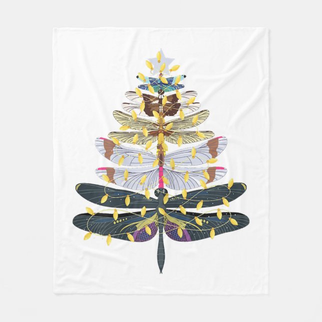 Dragonfly Christmas Tree   Fleece Blanket (Front)