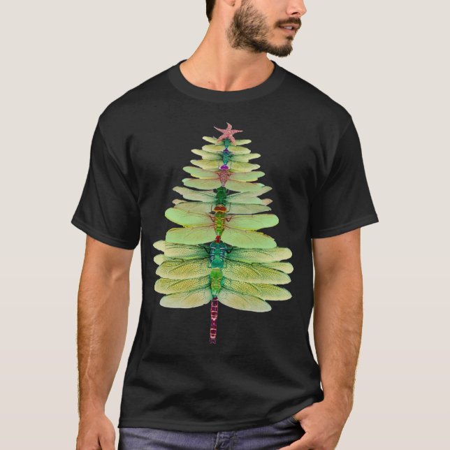 Dragonfly Christmas Tree Funny Dragonfly Lovers Xm T-Shirt (Front)