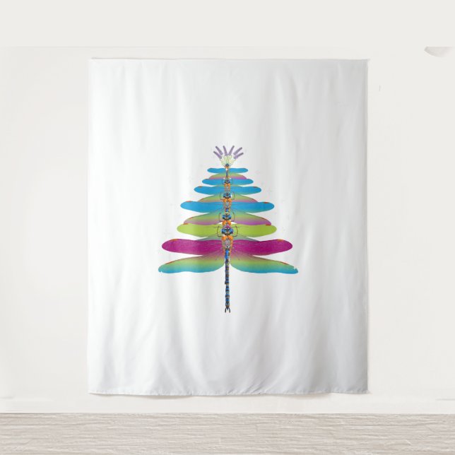 Dragonfly Christmas Tree Funny Insects Lover Xmas Tapestry (Front)