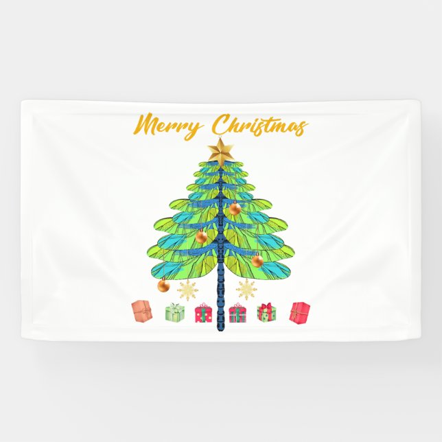Dragonfly Christmas Tree Gift Banner (Horizontal)