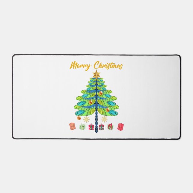 Dragonfly Christmas Tree Gift Desk Mat (Front)