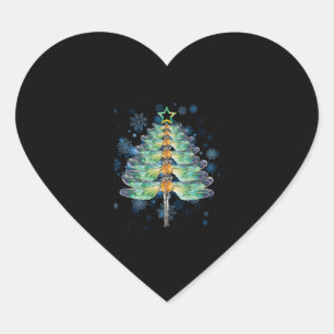Dragonfly christmas Tree Heart Sticker