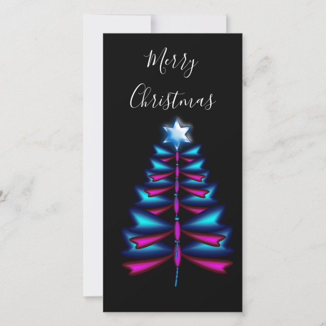 Dragonfly Christmas tree Holiday Card (Front)