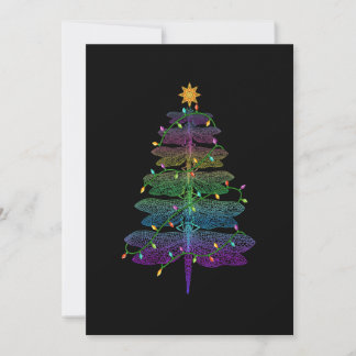 Dragonfly Christmas Tree Light Family Matching Paj Holiday Card