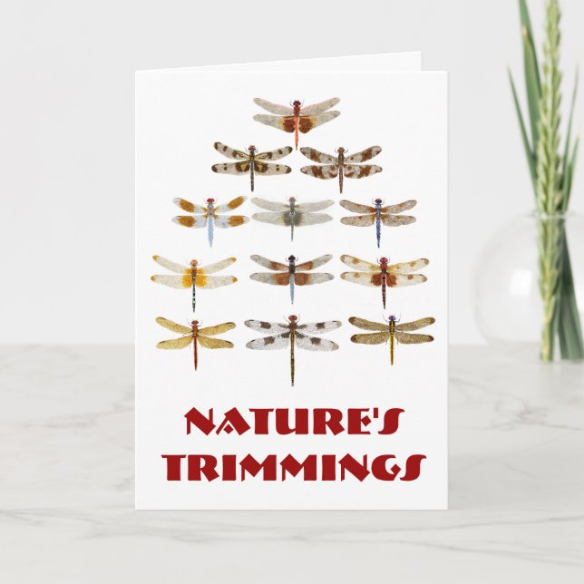 Dragonfly Christmas Tree- Nature's Trimmings Holiday Card (Front)