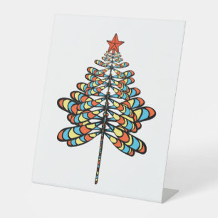 dragonfly christmas tree pedestal sign