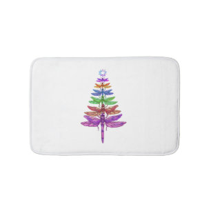 Dragonfly Christmas Tree Shirt Insect Lover Xmas C Bath Mat