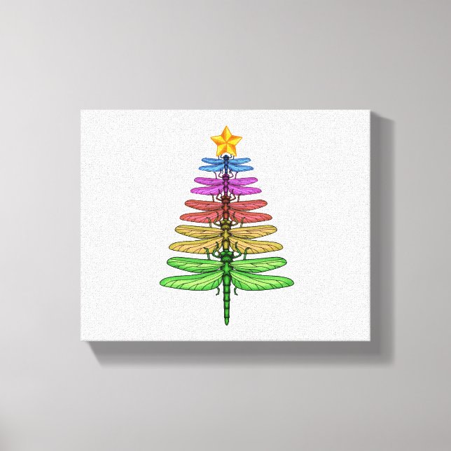 Dragonfly Christmas Tree Shirt Insect Lover Xmas C Canvas Print (Front)