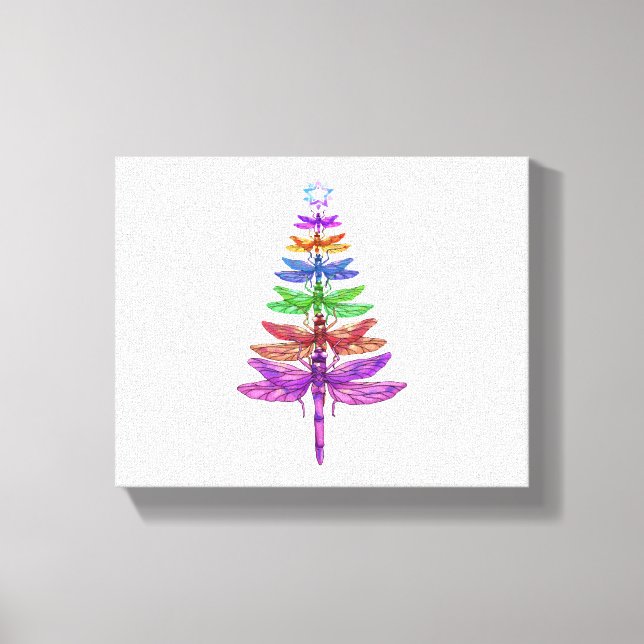 Dragonfly Christmas Tree Shirt Insect Lover Xmas C Canvas Print (Front)