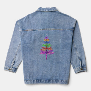 Dragonfly Christmas Tree Shirt Insect Lover Xmas C Denim Jacket