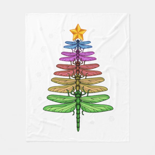 Dragonfly Christmas Tree Shirt Insect Lover Xmas C Fleece Blanket (Front)