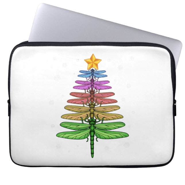 Dragonfly Christmas Tree Shirt Insect Lover Xmas C Laptop Sleeve (Front)
