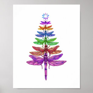 Dragonfly Christmas Tree Shirt Insect Lover Xmas C Poster