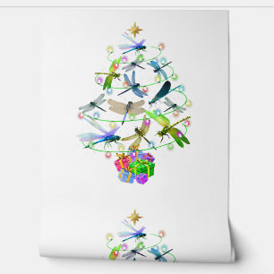 Dragonfly Christmas Tree Xmas Ornaments Lights Wallpaper
