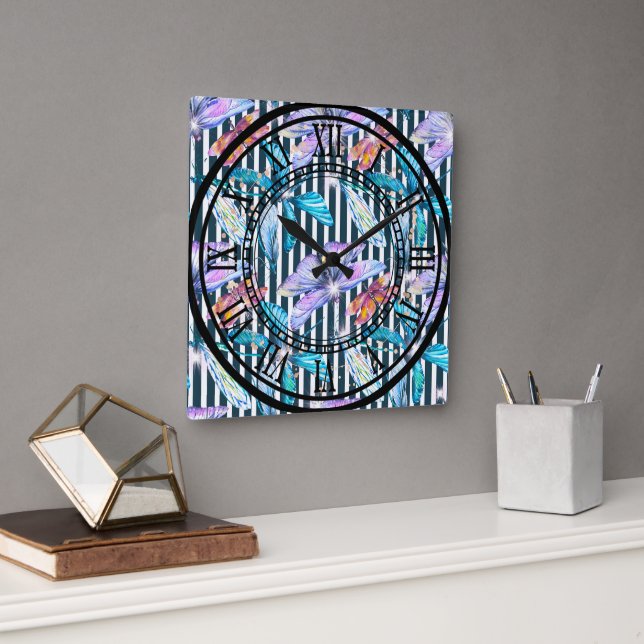 Dragonfly Clock Design Roman Numeral Numbers (Office)