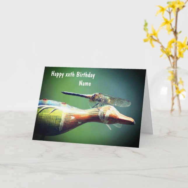 Dragonfly Co Pilot Nature Personalised Birthday  Card (Yellow Flower)
