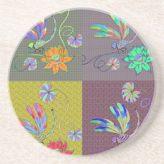 Dragonfly Collage Coaster (Front)