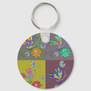 Dragonfly Collage Key Ring