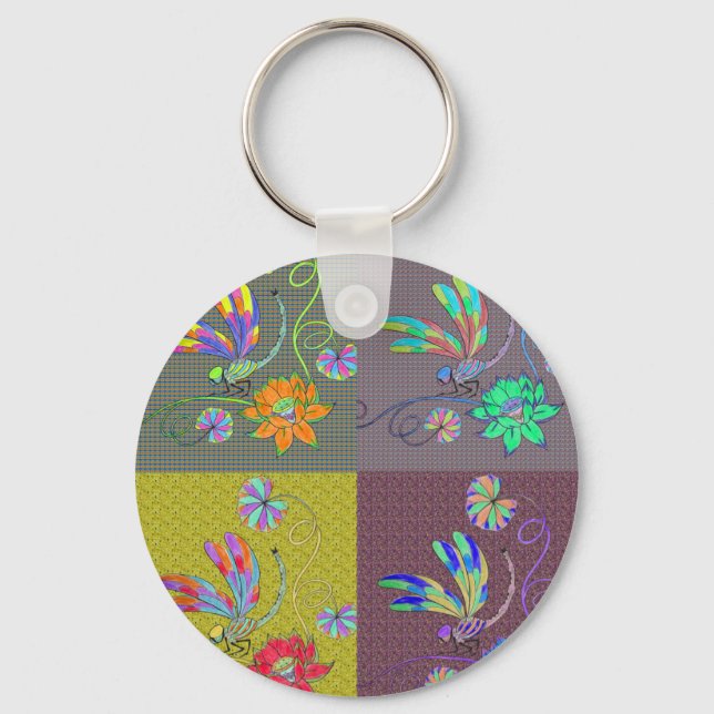 Dragonfly Collage Key Ring (Front)