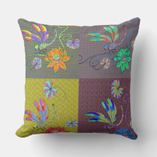 Dragonfly Collage Pillow
