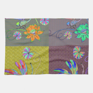 Dragonfly Collage Tea Towel
