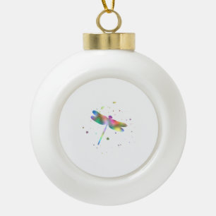 Dragonfly colourful ceramic ball christmas ornament