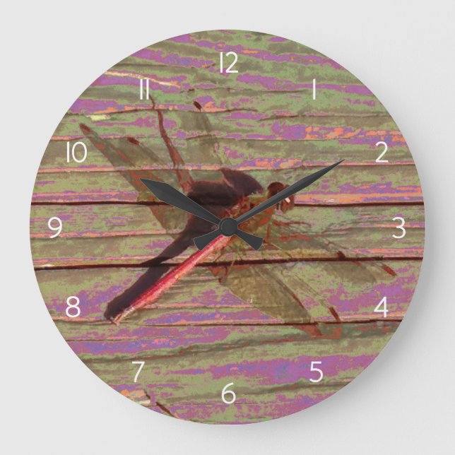 Dragonfly Colourful Large Clock (Front)